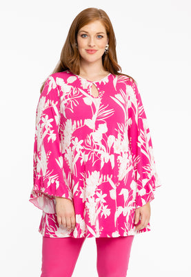 Tunic wide bottom keyhole FREESIA - pink - #1