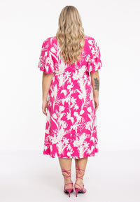 Dress gathered circlesleeve FREESIA - pink - #3