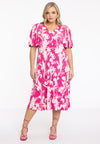 Dress gathered circlesleeve FREESIA - pink