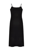 Slip dress midi spaghetti straps - black  - #1