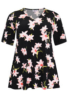 Tunic flare HIBISCUS - black - #4