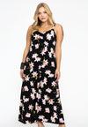 Maxi dress puckering HIBISCUS - black - #2