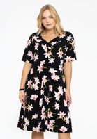 Dress A-line HIBISCUS - black  - #1