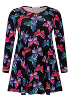 Tunic wide bottom BUTTERFLIES - black  - #4