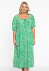 Jurk met gesmokte taille green leo - Groen