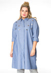 Blouse flower paillet chambray - indigo