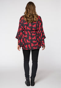 Kimono square sleeve HORSES - black - #3