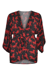 Kimono square sleeve HORSES - black - #4