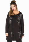 Sweater destroyed beaded - black