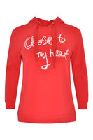 Sweater hooded Close to - red  - #4