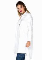 Blouse long placket short - white  - #1