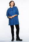 Blouse side ruffles check - blue