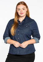 Blouse denim stretch - dark indigo - #1