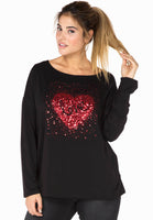 Shirt wide glitter love - black  - #1