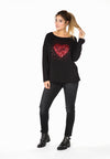 Shirt wide glitter love - black 