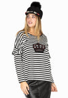 Shirt wide crown STRIPED - black