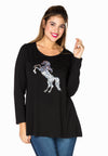Tunic flare paillet horse - black