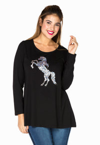 Tunic flare paillet horse - black - #1