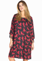 Dress wide sleeves HORSES - black  - #1