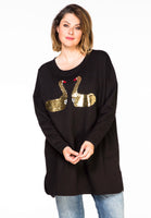 Sweater beaded swans - black - #1