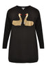 Sweater beaded swans - black - #4