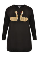 Sweater beaded swans - black - #4