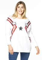 Shirt wide long sleeve STARS - white  - #1