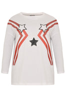 Shirt wide long sleeve STARS - white  - #4