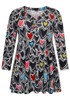 Tunic wide bottom HEARTS - black  - #4