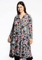 Dress grandad collar HEARTS - black  - #1