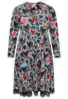 Dress grandad collar HEARTS - black  - #4