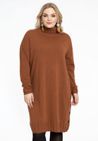 Dress high neck knitted - brown - #1