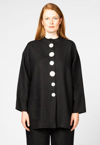 Jacket buttoned LINEN - black - #1