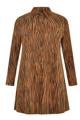 Blouse A-line tiger LEATHER - brown - #4