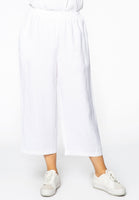 Trousers wide-fit 7/8 LINEN - white  - #1