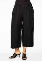 Trousers wide-fit 7/8 LINEN - black - #1