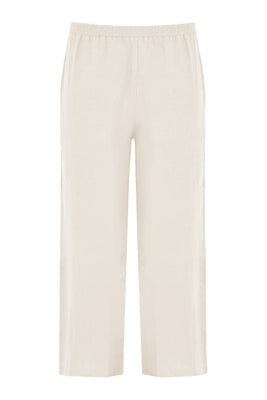 Trousers wide-fit long linen - ecru - #3