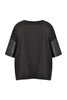 Blouse fake leather sleeves - black  - #4