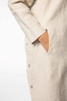 Blouse buttoned slits LINEN - brown - #5