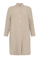 Blouse buttoned slits LINEN - brown - #4