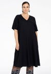 Dress A-line LINEN - black 
