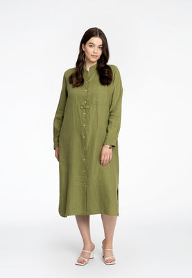 Blouse long LINEN - green  - #2