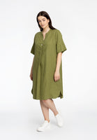 Tunic front pleat LINEN - green  - #2