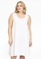 Tunic A-line sleeveless LINEN - white  - #1