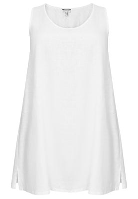 Tunic A-line sleeveless LINEN - white  - #4