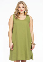 Tunic A-line sleeveless LINEN - green - #1