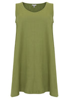 Tunic A-line sleeveless LINEN - green - #4