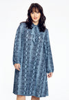 Jurk a-lijn met strik snake - blauw