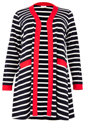 Cardigan red pockets BRETON - blue - #4