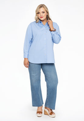 Blouse buttoned POPLIN STRETCH - light blue - #2